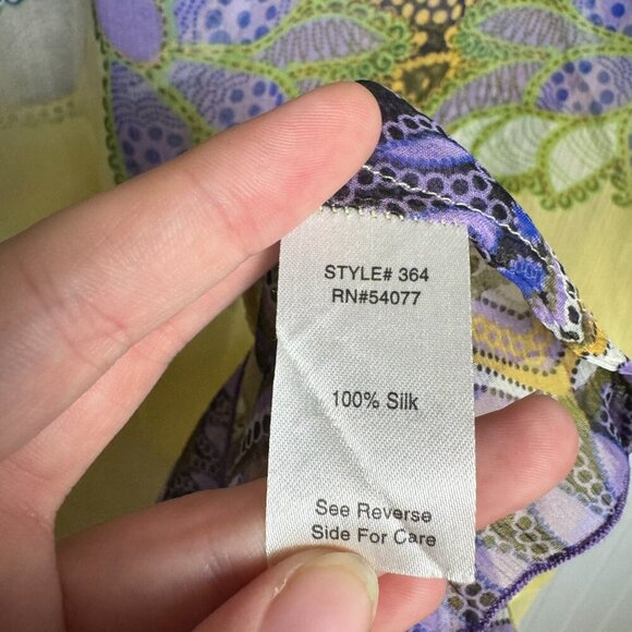Cabi Marrakesh colorful sheer silk tunic 3/4 sleeve size small M43 - Picture 4 of 5